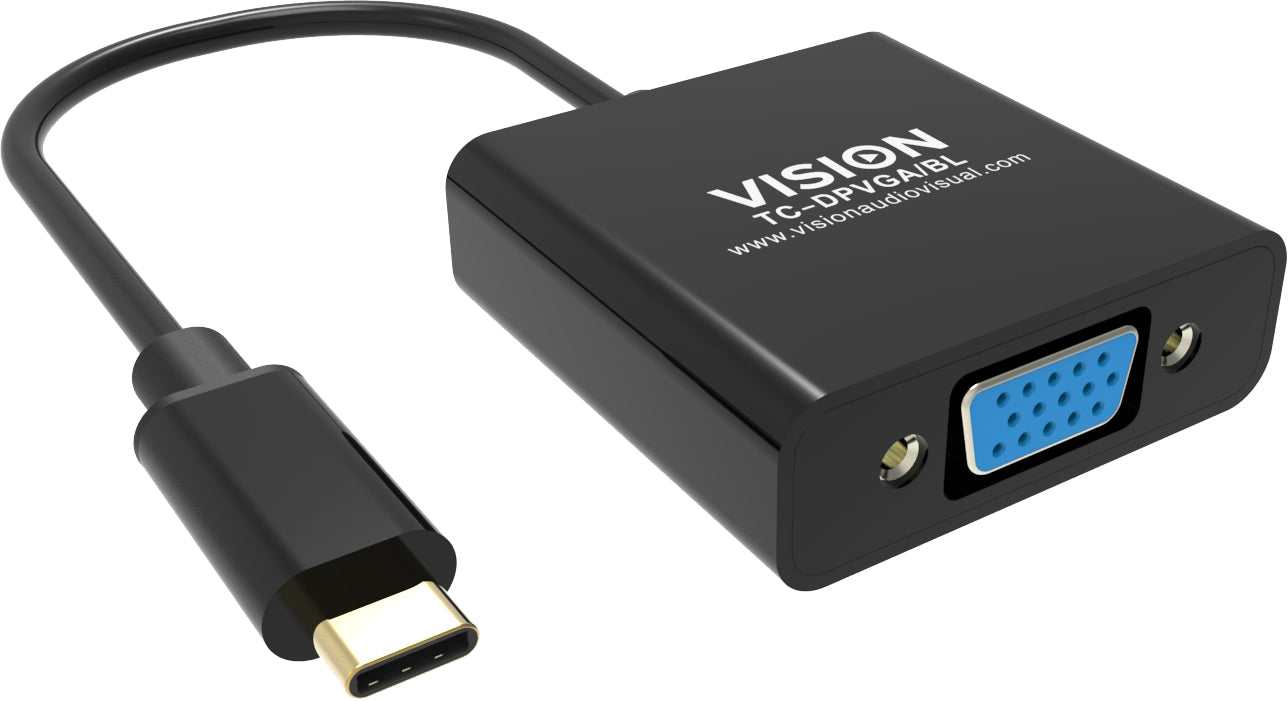 Vision TC-USBCVGA/BL USB-C zu VGA Adapter – 1920 × 1080, Schwarz