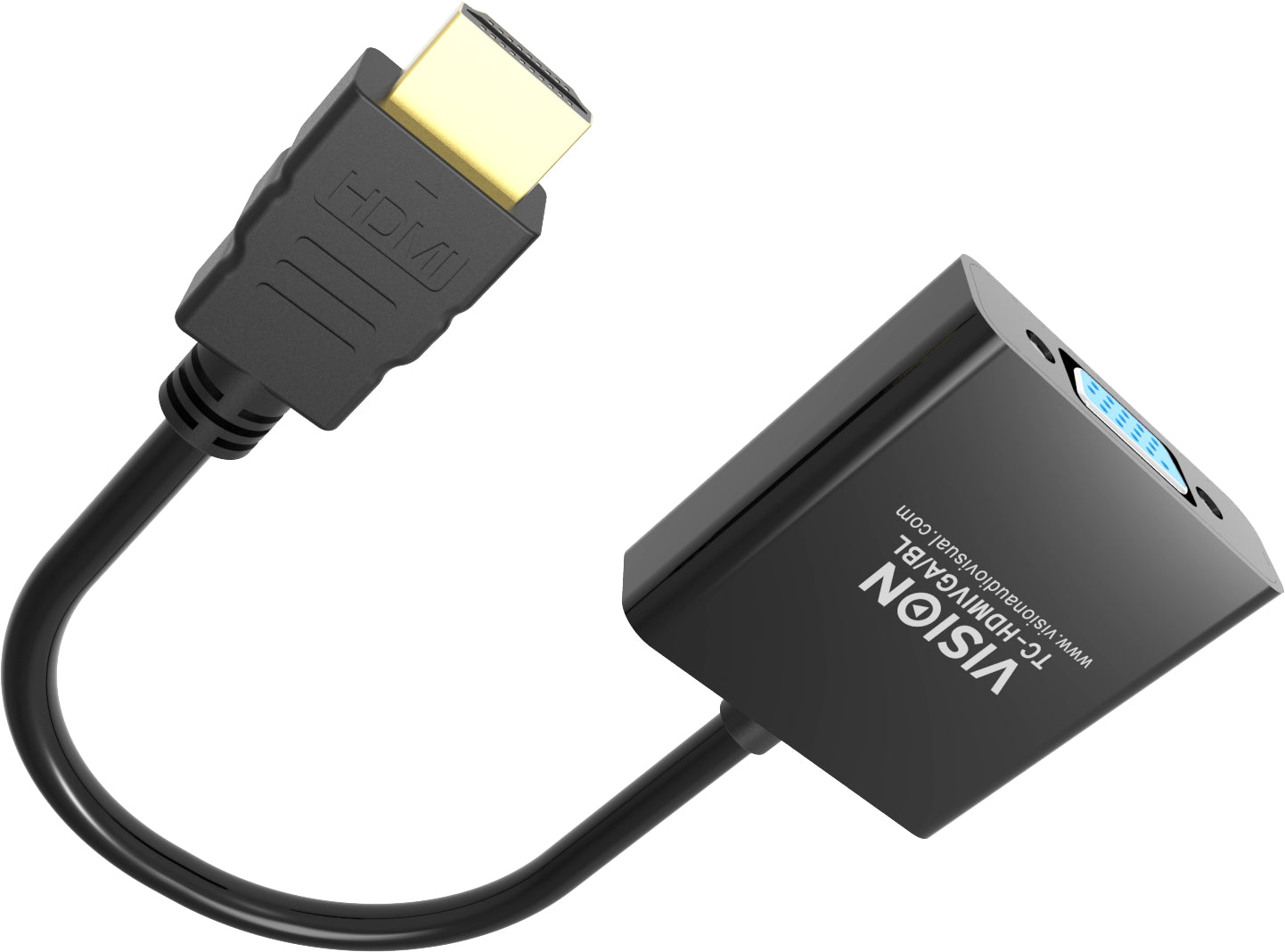 Vision TC-HDMIVGA/BL Adapter HDMI zu VGA – 1920 × 1080, 0,23 m, HDMI 1.4b – für HDMI-Quellen zu VGA-Displays