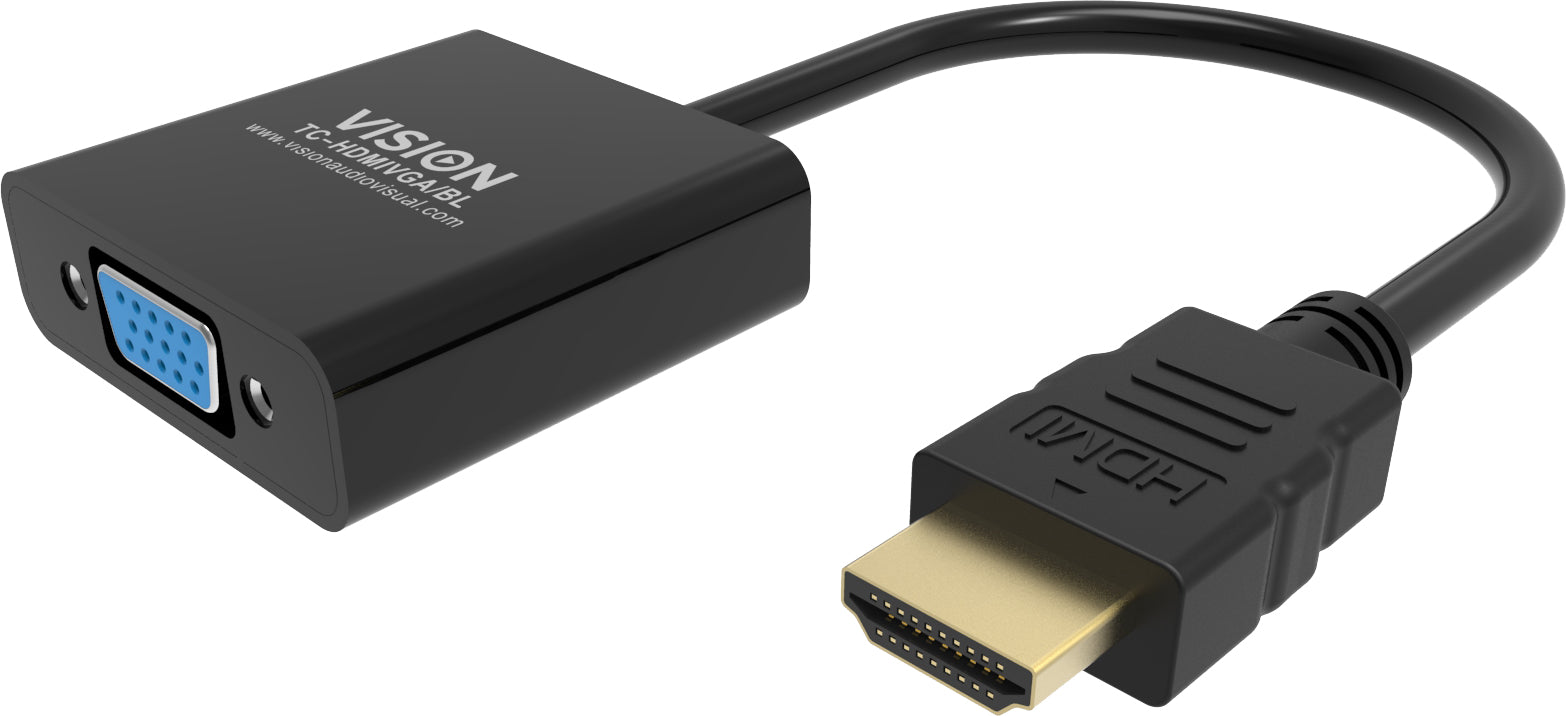 Vision TC-HDMIVGA/BL Adapter HDMI zu VGA – 1920 × 1080, 0,23 m, HDMI 1.4b – für HDMI-Quellen zu VGA-Displays