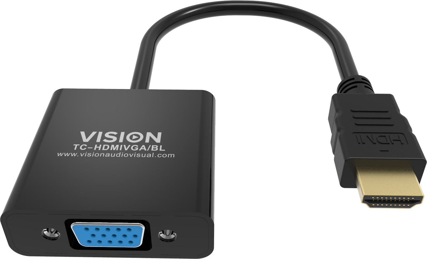Vision TC-HDMIVGA/BL Adapter HDMI zu VGA – 1920 × 1080, 0,23 m, HDMI 1.4b – für HDMI-Quellen zu VGA-Displays