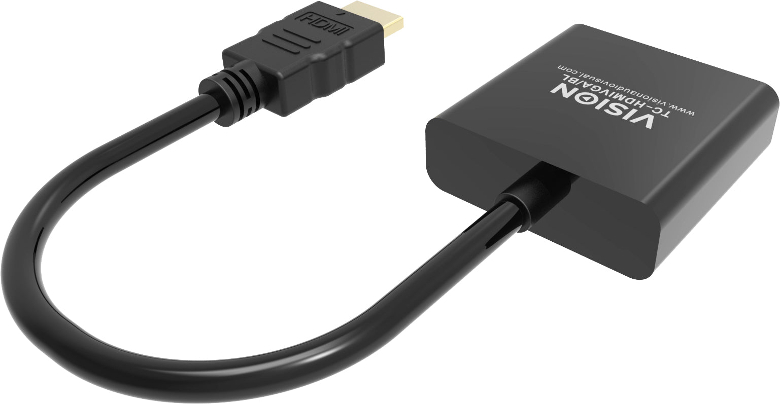 Vision TC-HDMIVGA/BL Adapter HDMI zu VGA – 1920 × 1080, 0,23 m, HDMI 1.4b – für HDMI-Quellen zu VGA-Displays