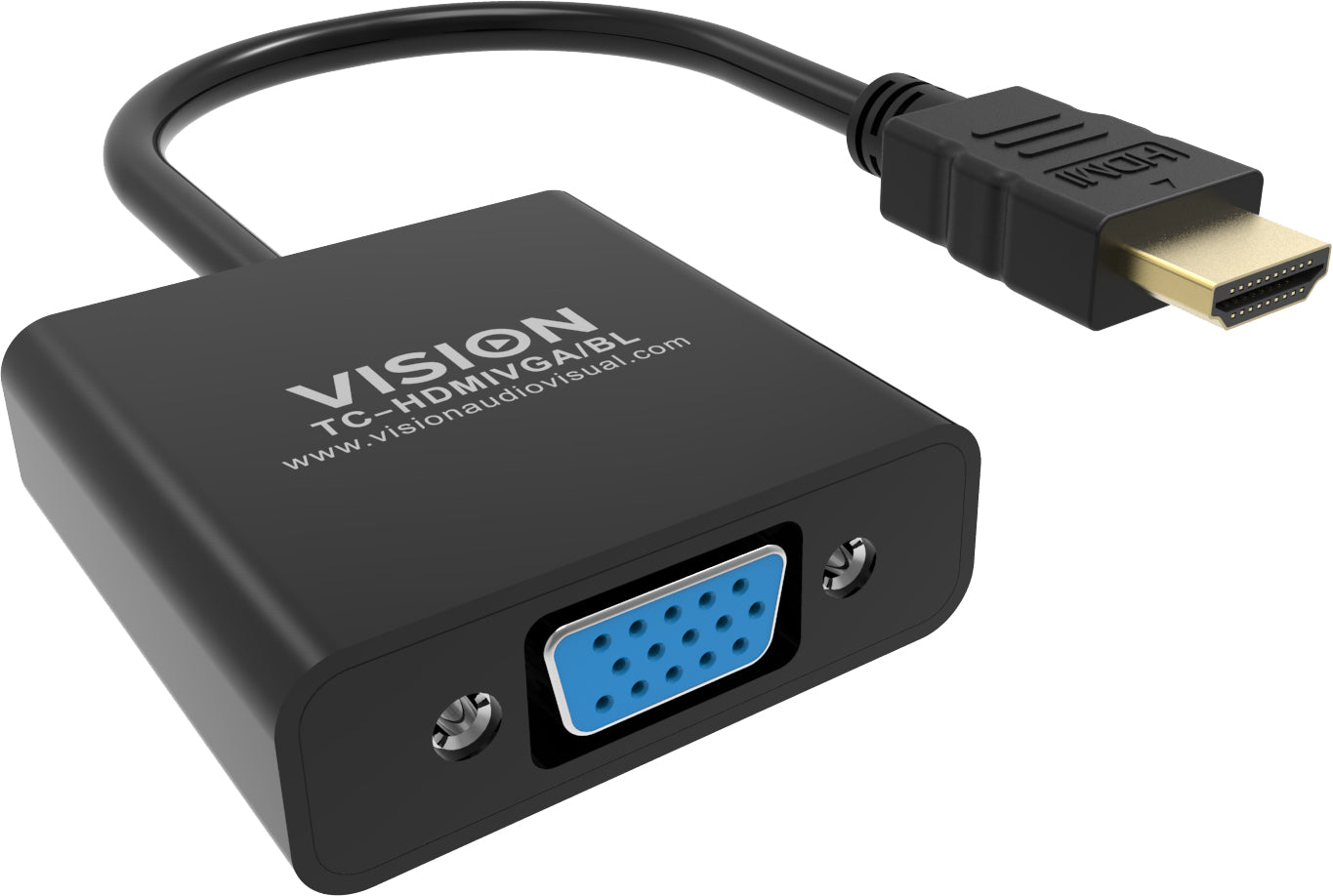 Vision TC-HDMIVGA/BL Adapter HDMI zu VGA – 1920 × 1080, 0,23 m, HDMI 1.4b – für HDMI-Quellen zu VGA-Displays