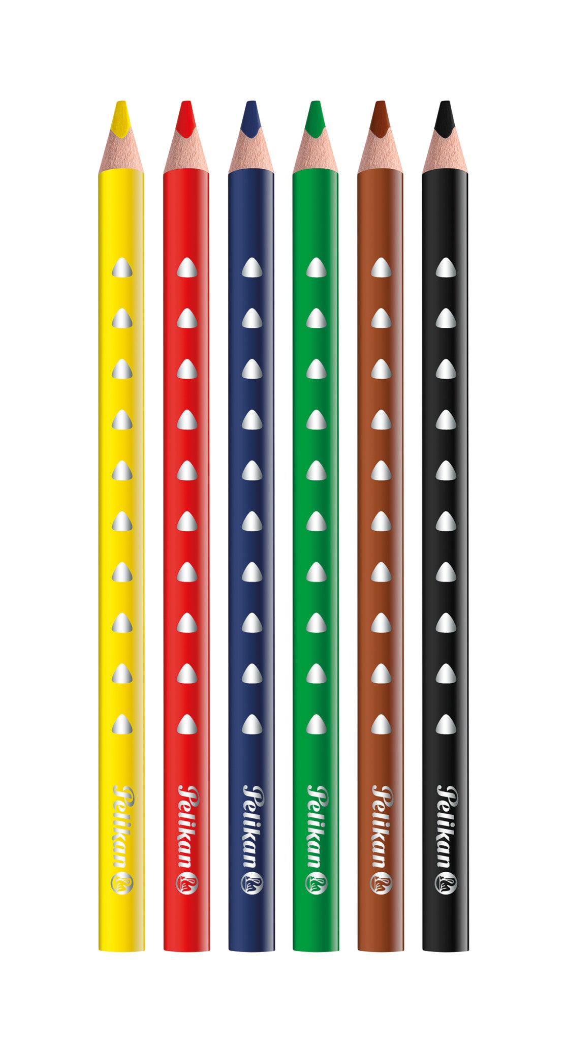 Pelikan Buntstifte Silverino – Jumbo, Dreikant, Minen-Ø 5 mm, 6 Farben, in Kartonetui