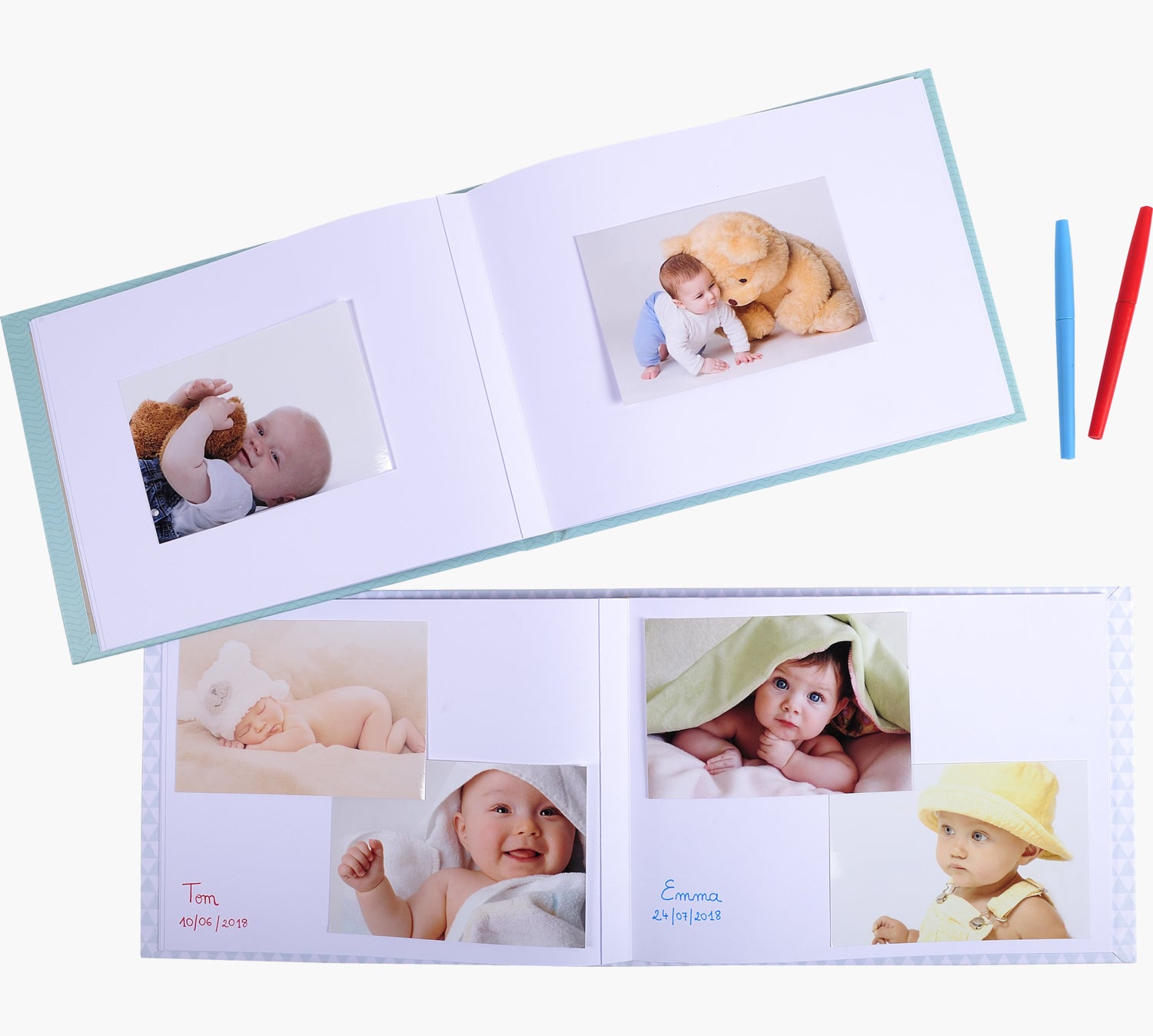 Exacompta Babyalbum, 30 Seiten, Weiss, 28,5 × 22 cm, Karton, Gelb, für 60 Fotos 10 × 15 cm