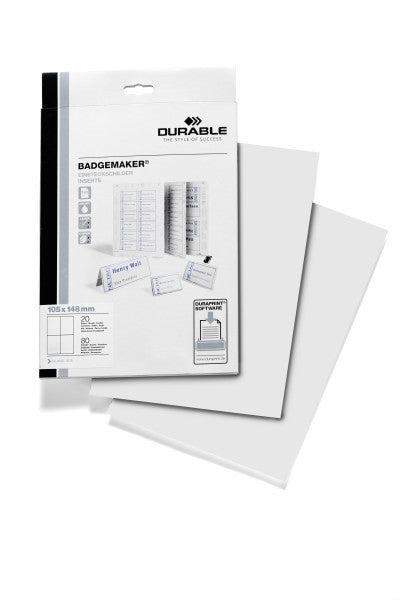 Durable Druckkarten 148 × 105 mm, 150 g/m², weiss, Papier – für Inkjet, Laser, Kopierer – 80 Karten