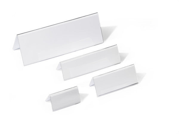 Durable Tischaufsteller Dach-Form – für 29,7×10,5 cm – transparent – Acryl