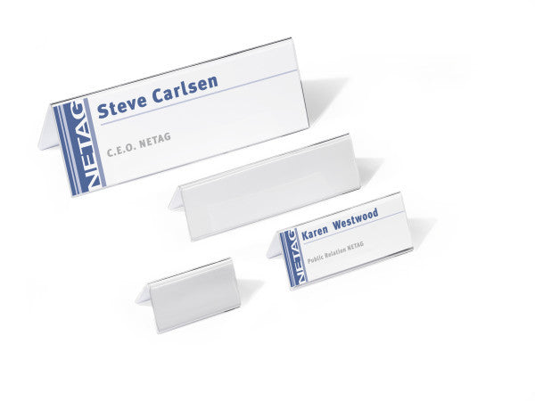 Durable Tischaufsteller Dach-Form – für 29,7×10,5 cm – transparent – Acryl