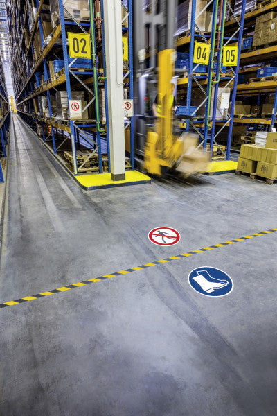 Durable Sicherheitskennzeichen Bodenmarkierung Für Fussgänger verboten – Ø 430 mm, Kunststoff, selbstklebend