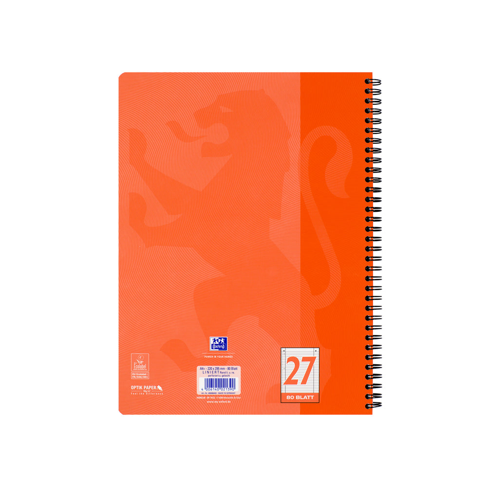 Oxford Collegeblock Touch, Karton, 80 Blatt, 4-fach gelocht, perforiert, 90 g/m² – Koralle, für SCRIBZEE App