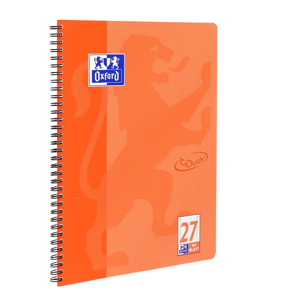 Oxford Collegeblock Touch, Karton, 80 Blatt, 4-fach gelocht, perforiert, 90 g/m² – Koralle, für SCRIBZEE App