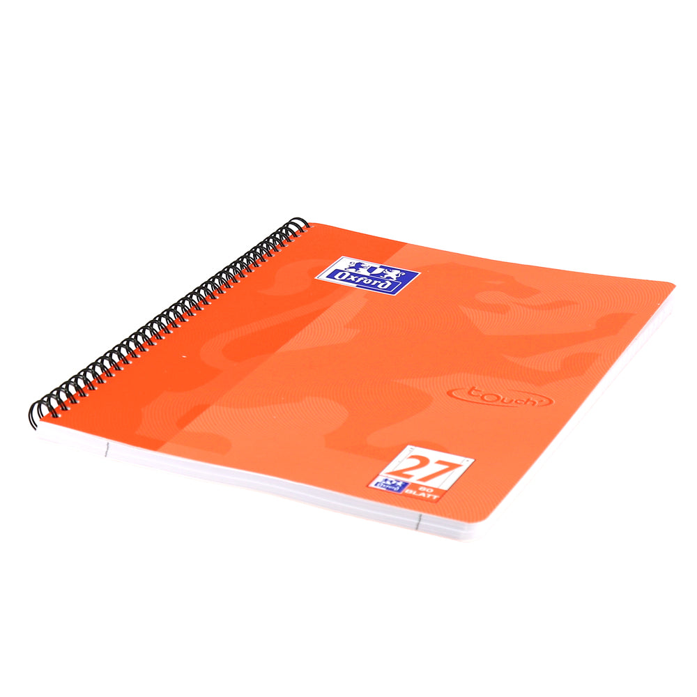 Oxford Collegeblock Touch, Karton, 80 Blatt, 4-fach gelocht, perforiert, 90 g/m² – Koralle, für SCRIBZEE App