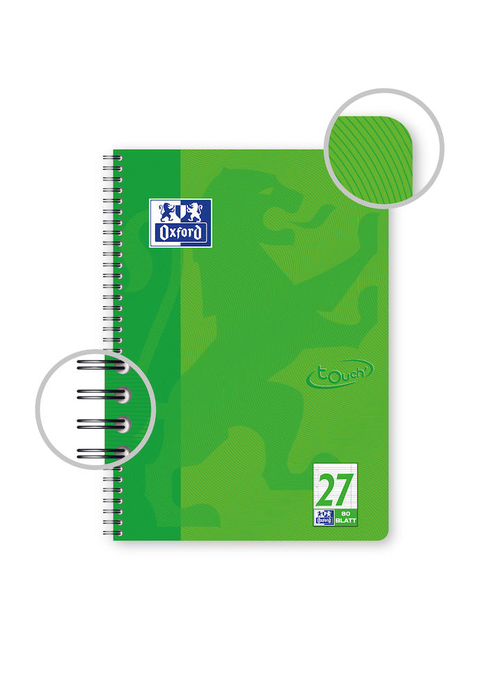 Oxford Collegeblock, Karton, 80 Blatt, 4-fach gelocht, perforiert, 90 g/m² – grasgrün, für SCRIBZEE App