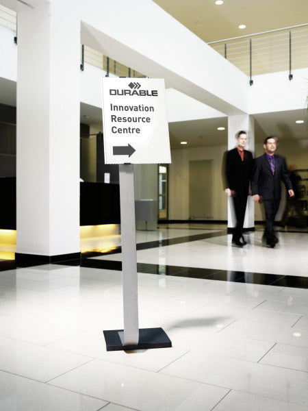 Durable Boden-Prospektständer INFO SIGN – für A3 hoch/quer, 1 Fach, silber, Acryl
