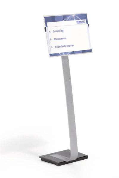 Durable Boden-Prospektständer INFO SIGN – für A3 hoch/quer, 1 Fach, silber, Acryl