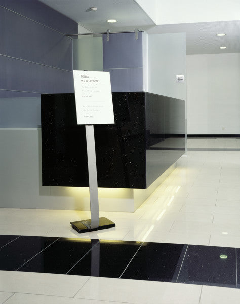 Durable Boden-Prospektständer INFO SIGN – für A3 hoch/quer, 1 Fach, silber, Acryl