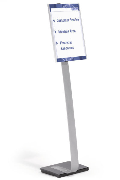 Durable Boden-Prospektständer INFO SIGN – für A3 hoch/quer, 1 Fach, silber, Acryl