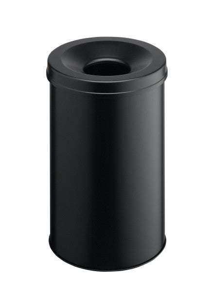 Durable Sicherheitspapierkorb Safe 330601 – 30 l – Stahl, rund – Flammenlöschkopf – schwarz