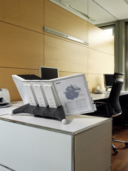 Durable Sichttafelhalter SHERPA – für Modultischständer und Display System Tisch – 10 Tafeln – mehrfarbig