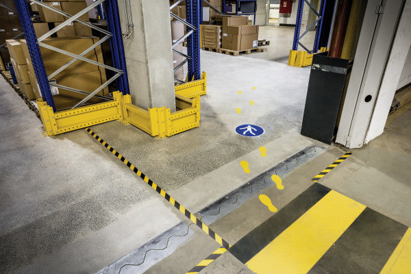 Durable Sicherheitskennzeichen (Bodenmarkierung) Fussgängerweg benutzen – Ø 430 mm, Kunststoff, selbstklebend