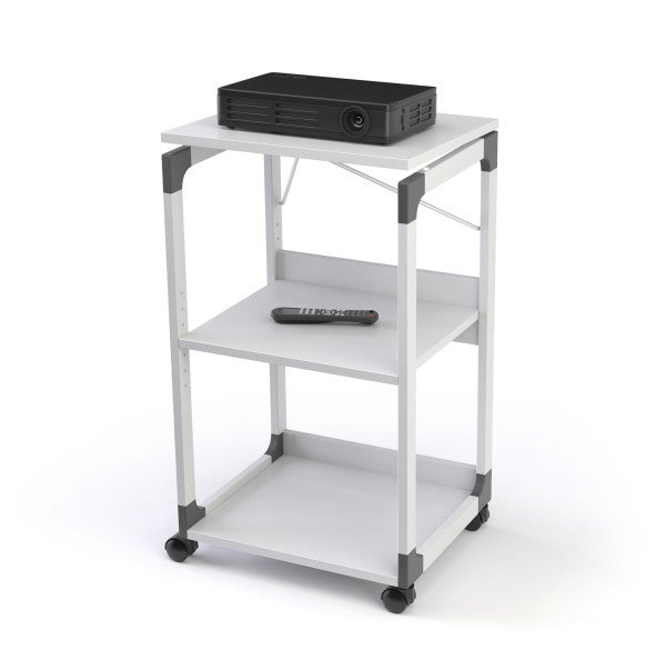 Durable Projektorwagen – 3 Böden, verstellbarer mittlerer Boden, neigbare Platte, grau, für Overhead/Beamer