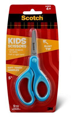 Scotch Kinderschere – 12 cm, Edelstahl, für Rechts- und Linkshänder, abgerundete Spitzen, Softgrip, Kunststoff