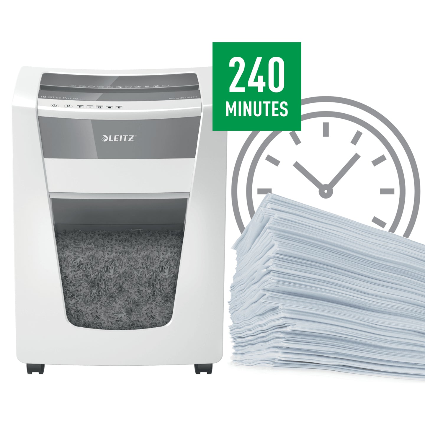 Leitz IQ Office Pro – Aktenvernichter, DIN P-6, Mikroschnitt 1 × 5 mm, 5 Blatt, 30 l