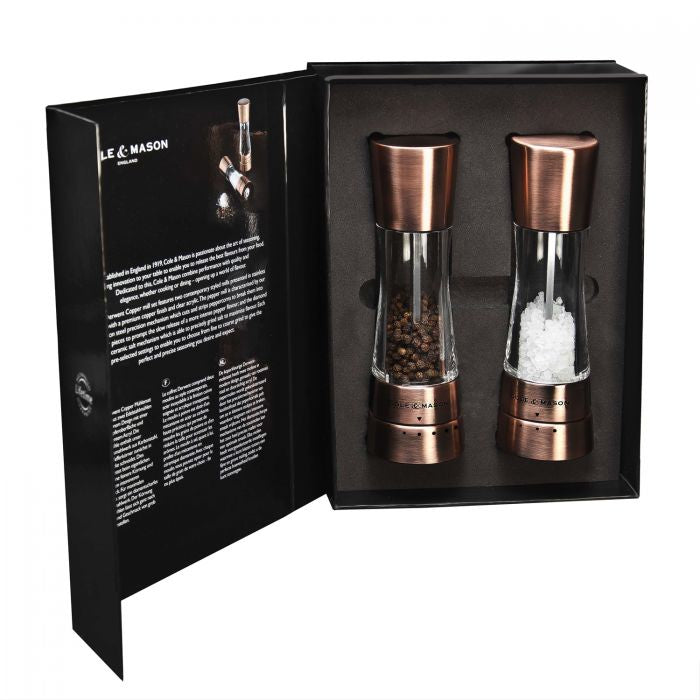 Cole & Mason Salz-/Pfeffermühle 19 cm, Kupfer/Acryl, 2-teilig, Bronze/Transparent
