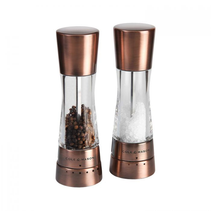Cole & Mason Salz-/Pfeffermühle 19 cm, Kupfer/Acryl, 2-teilig, Bronze/Transparent