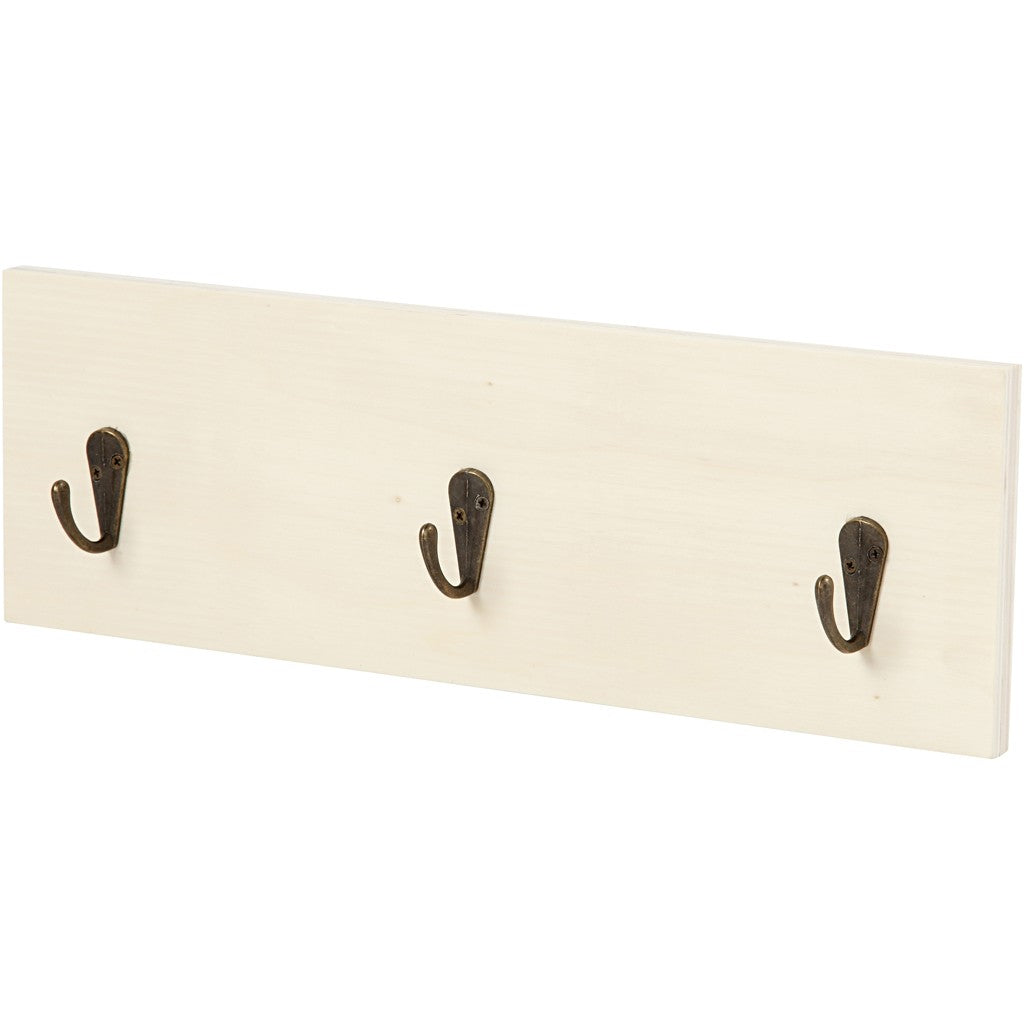 Creativ Company Wandgarderobe 3 Haken – Holz – natur – 300 × 100 × 12 mm