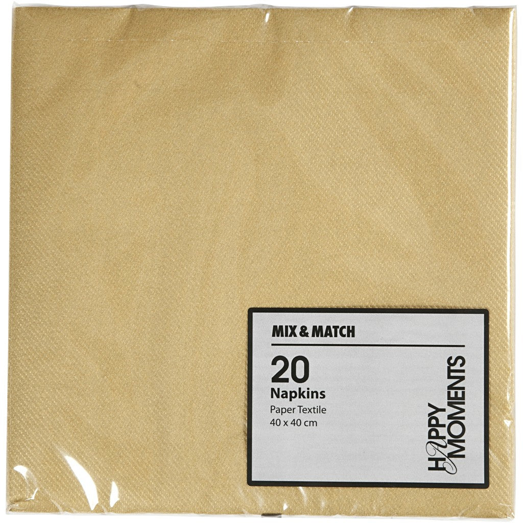 Creativ Company Servietten gold – 40 × 40 cm, 1-lagig – 20 Stück