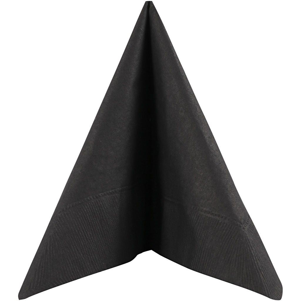 Creativ Company Servietten – schwarz – 33 × 33 cm, 3-lagig – 20 Stück