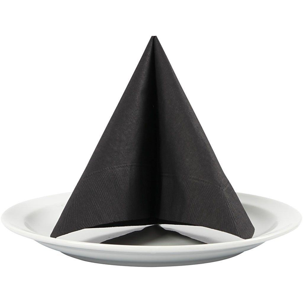 Creativ Company Servietten – schwarz – 33 × 33 cm, 3-lagig – 20 Stück