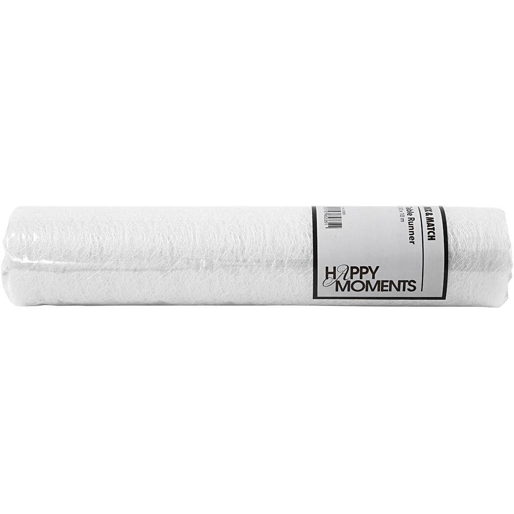 Creativ Company Tischläufer auf Rolle – 30 cm×10 m, Polypropylen (PP), Weiss