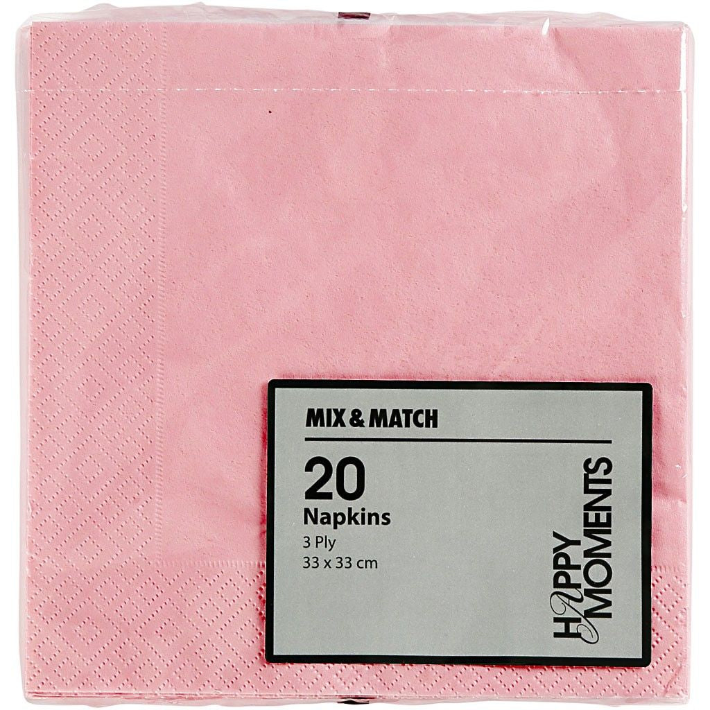 Creativ Company Servietten rosa – 33 × 33 cm, 3-lagig – 20 Stück