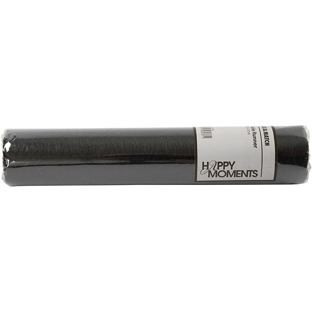 Creativ Company Tischläufer – Polyester, schwarz, 30 cm × 10 m