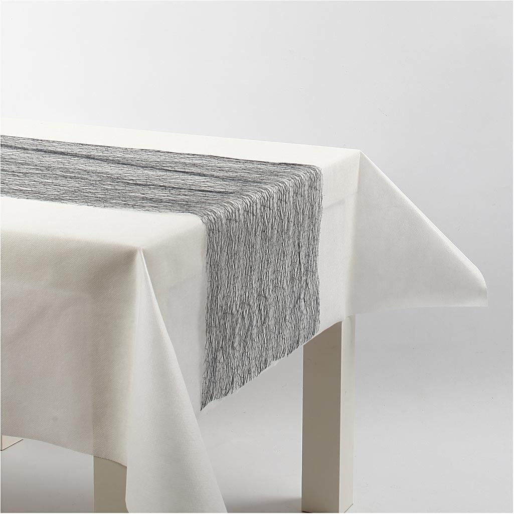Creativ Company Tischläufer – Polyester, schwarz, 30 cm × 10 m