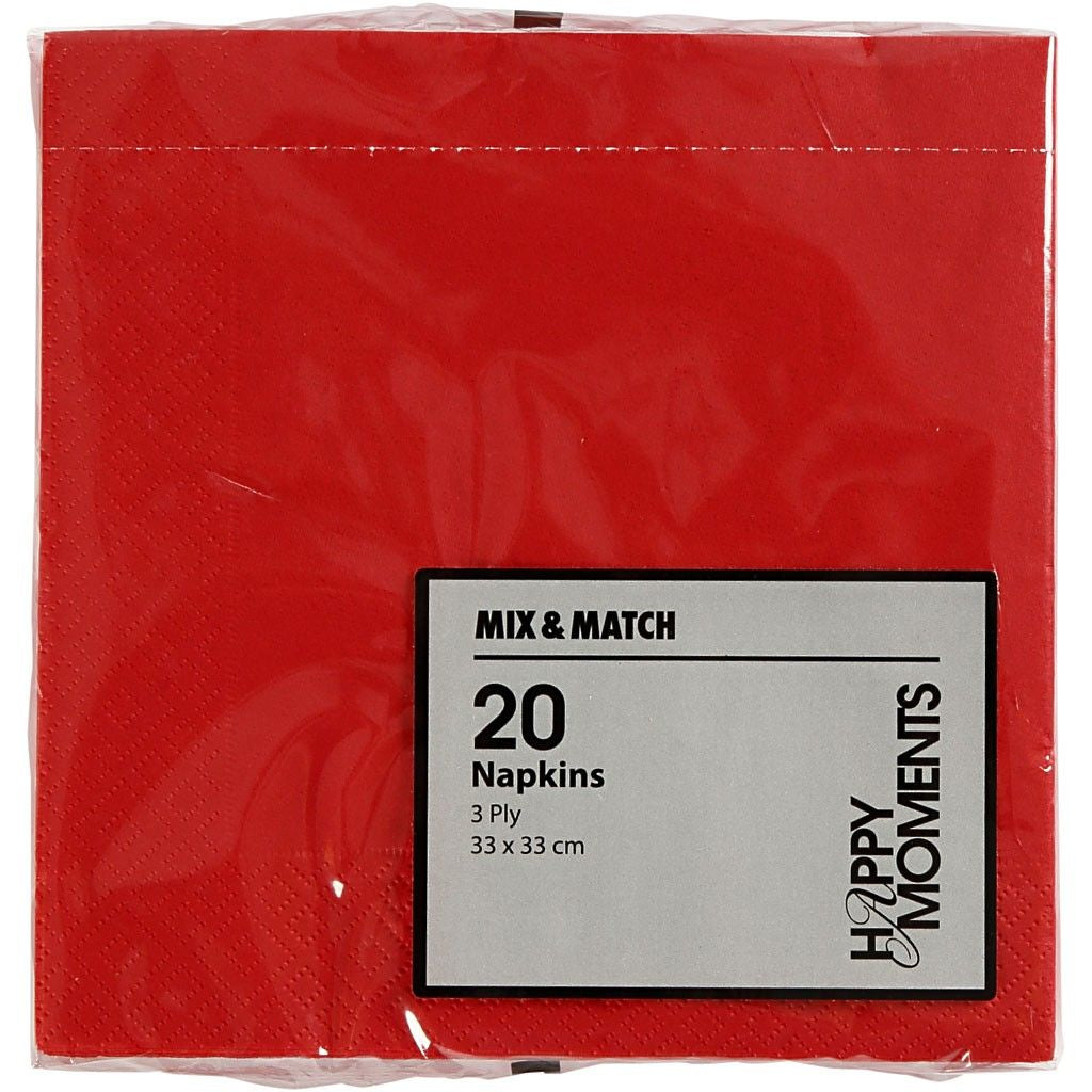 Creativ Company Servietten – rot – 33 × 33 cm, 3-lagig – 20 Stück