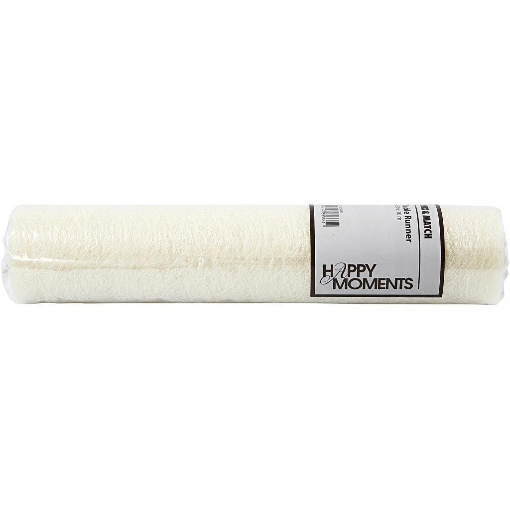 Creativ Company Tischläufer auf Rolle – 30 cm×10 m, Polyester, Creme
