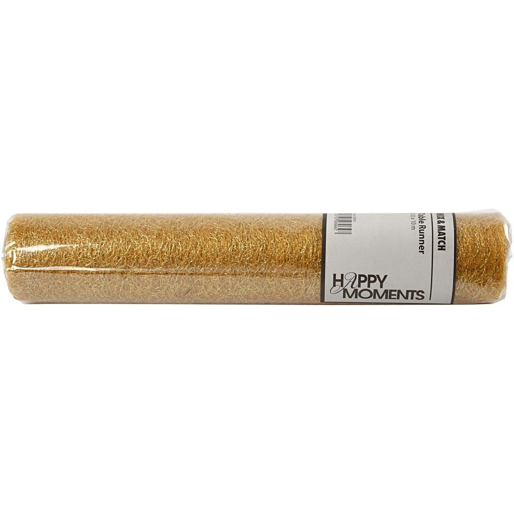 Creativ Company Tischläufer auf Rolle – 30 cm×10 m, Polyester, Gold