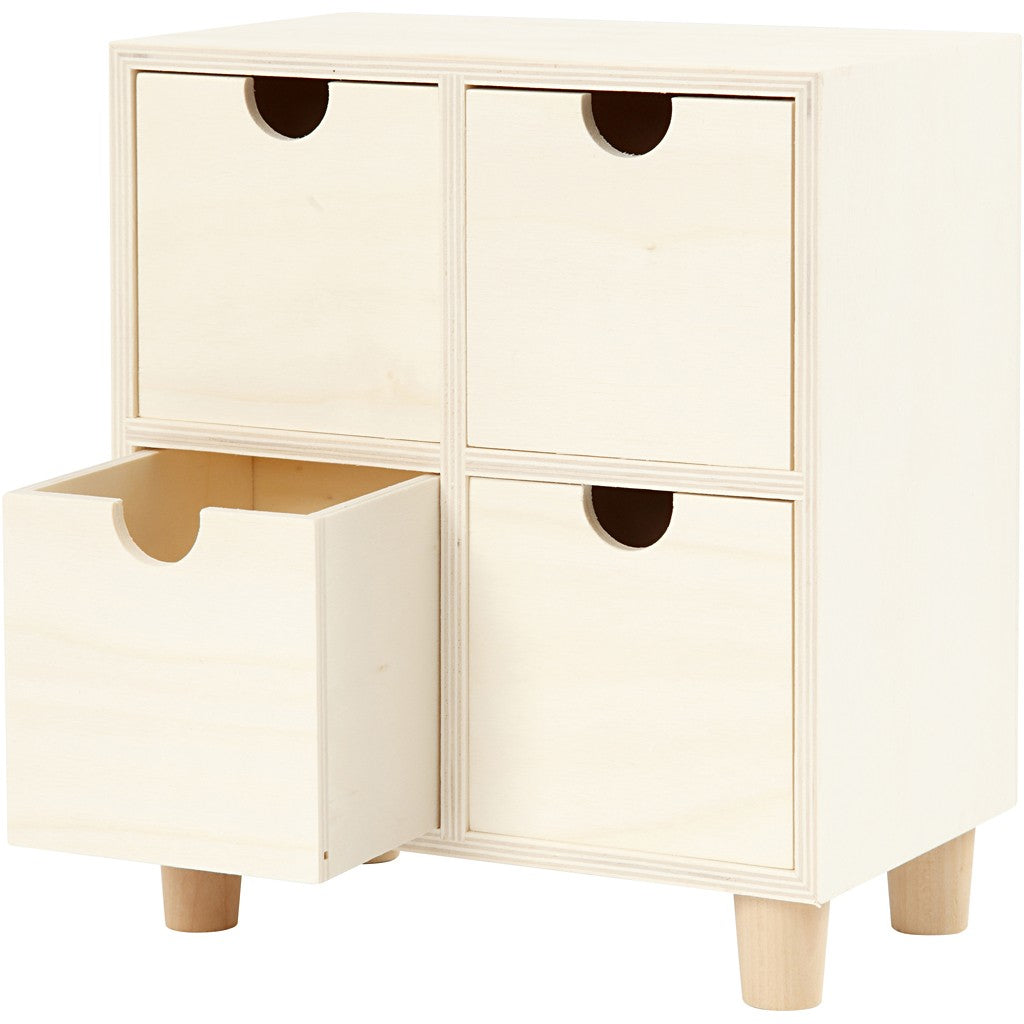 Creativ Company Mini Schubladenturm 4 Schubladen – natur – 200 × 230 × 115 mm