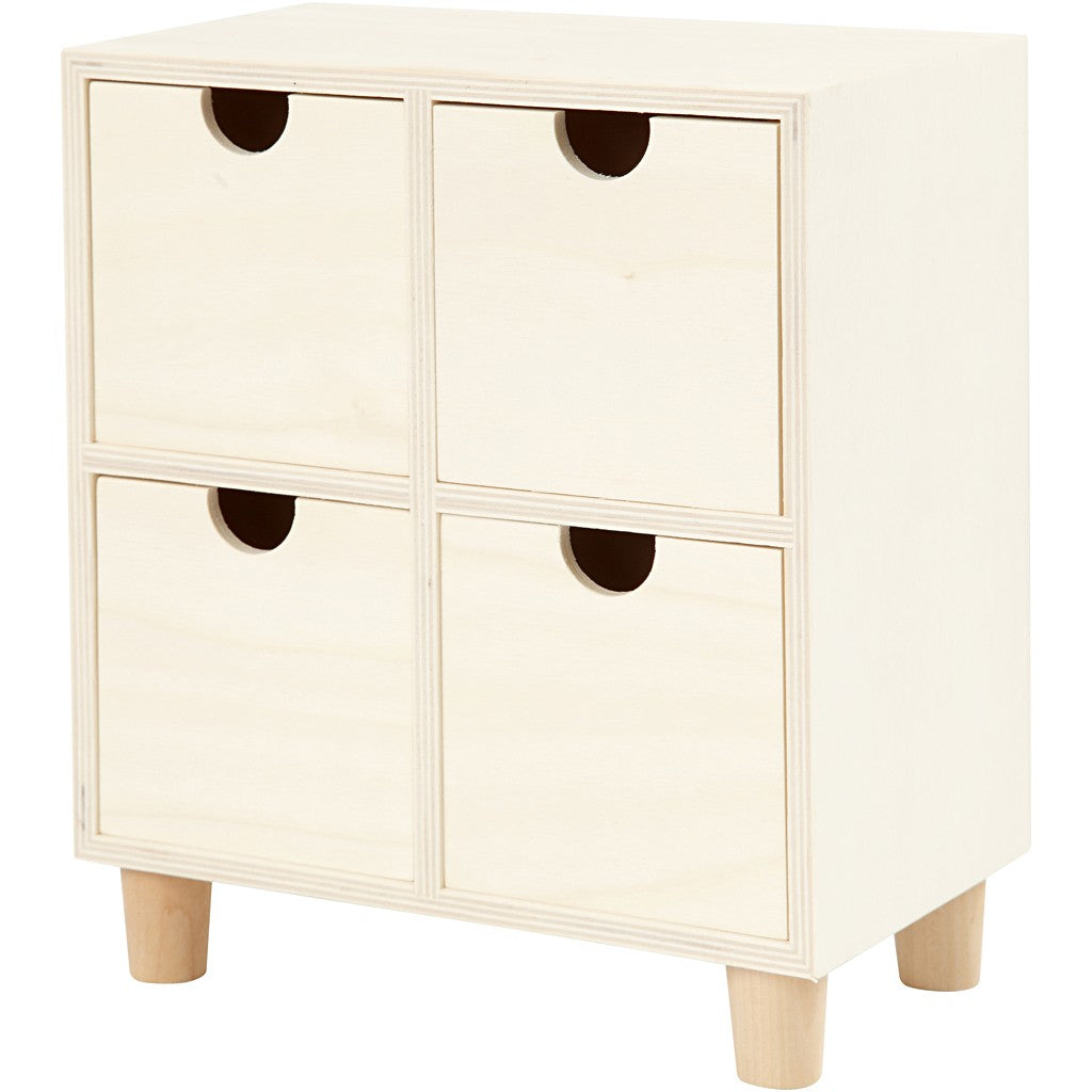 Creativ Company Mini Schubladenturm 4 Schubladen – natur – 200 × 230 × 115 mm