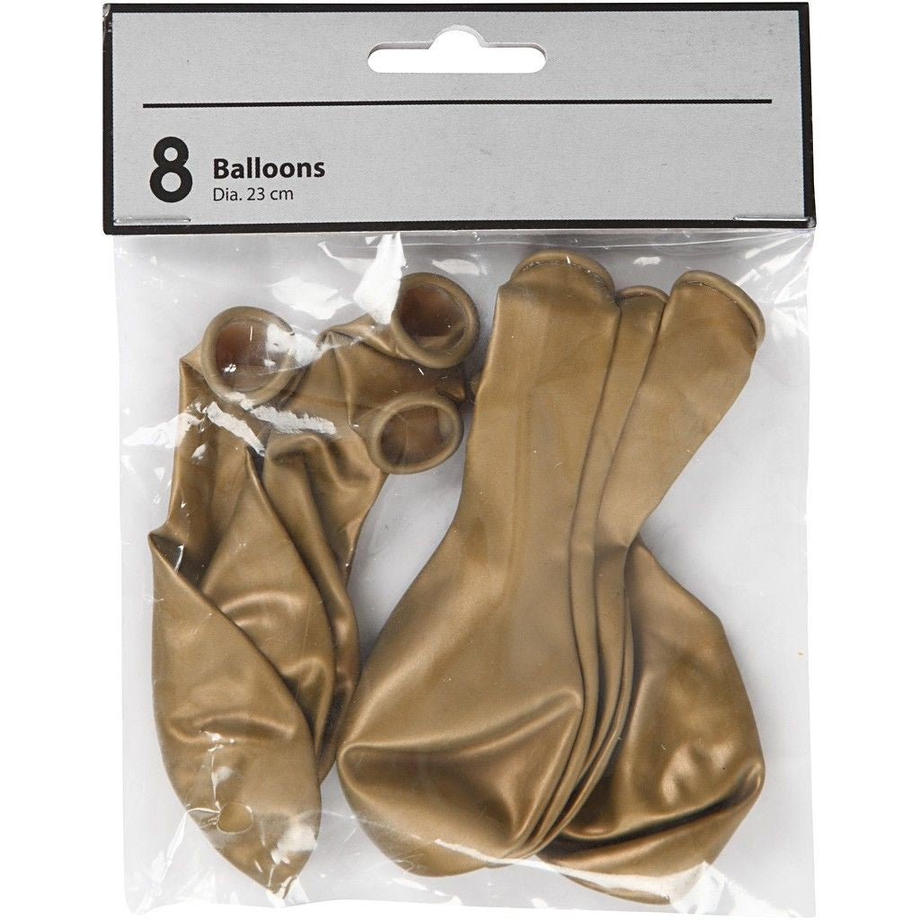 Creativ Company Luftballons Uni – Gold – Ø 23 cm – Latex – 8 Stk
