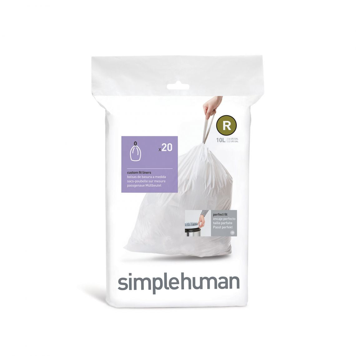 simplehuman Müllbeutel – 10 l, Weiss