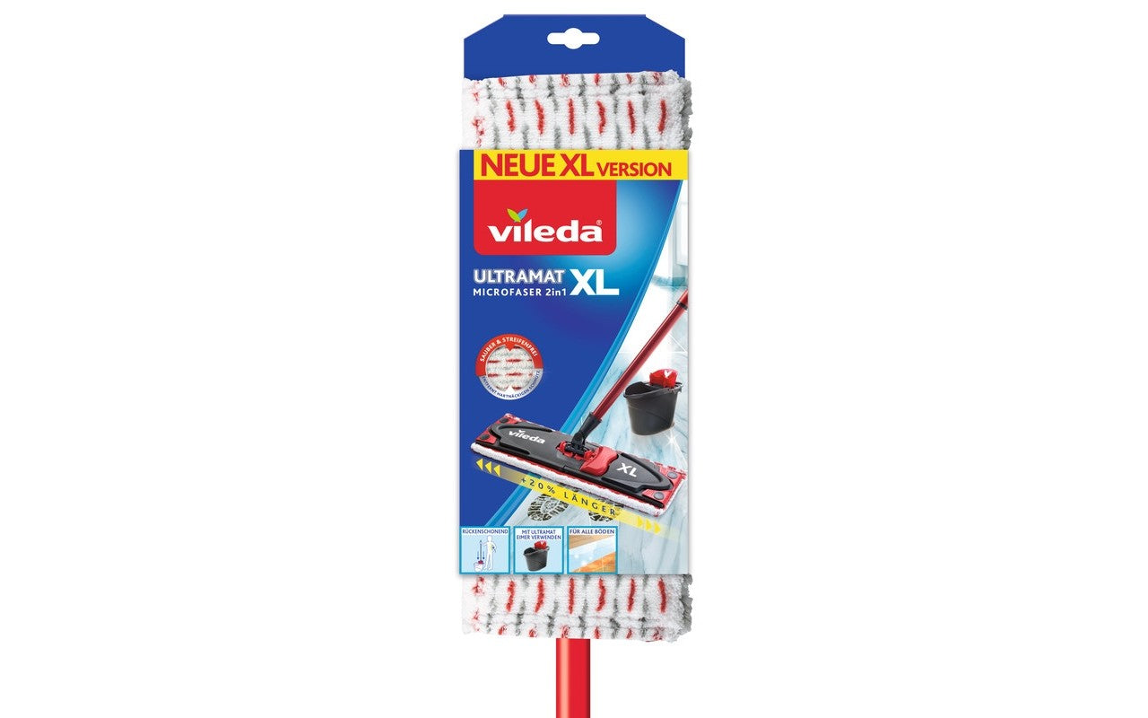 Vileda UltraMat XL – Bodenwischer – Wischbreite 42 cm, Teleskopstiel, Weiss
