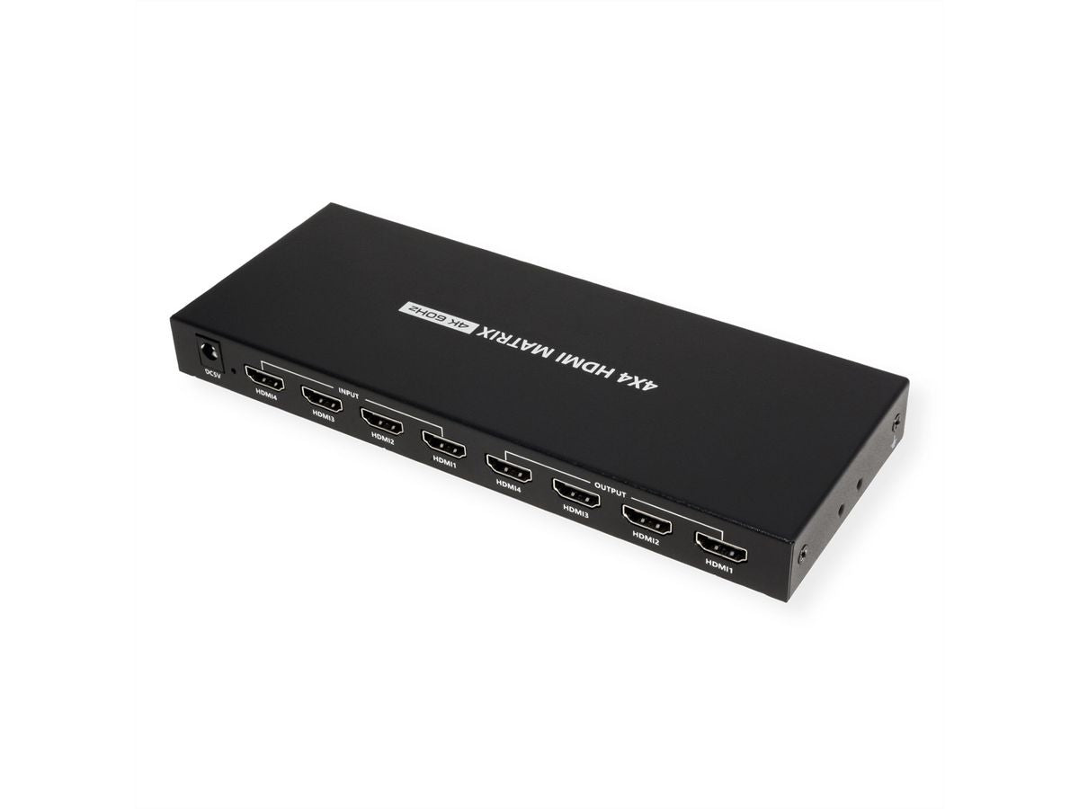 VALUE 4×4 HDMI-Matrix, 4K60, RS-232/IR-Fernbedienung