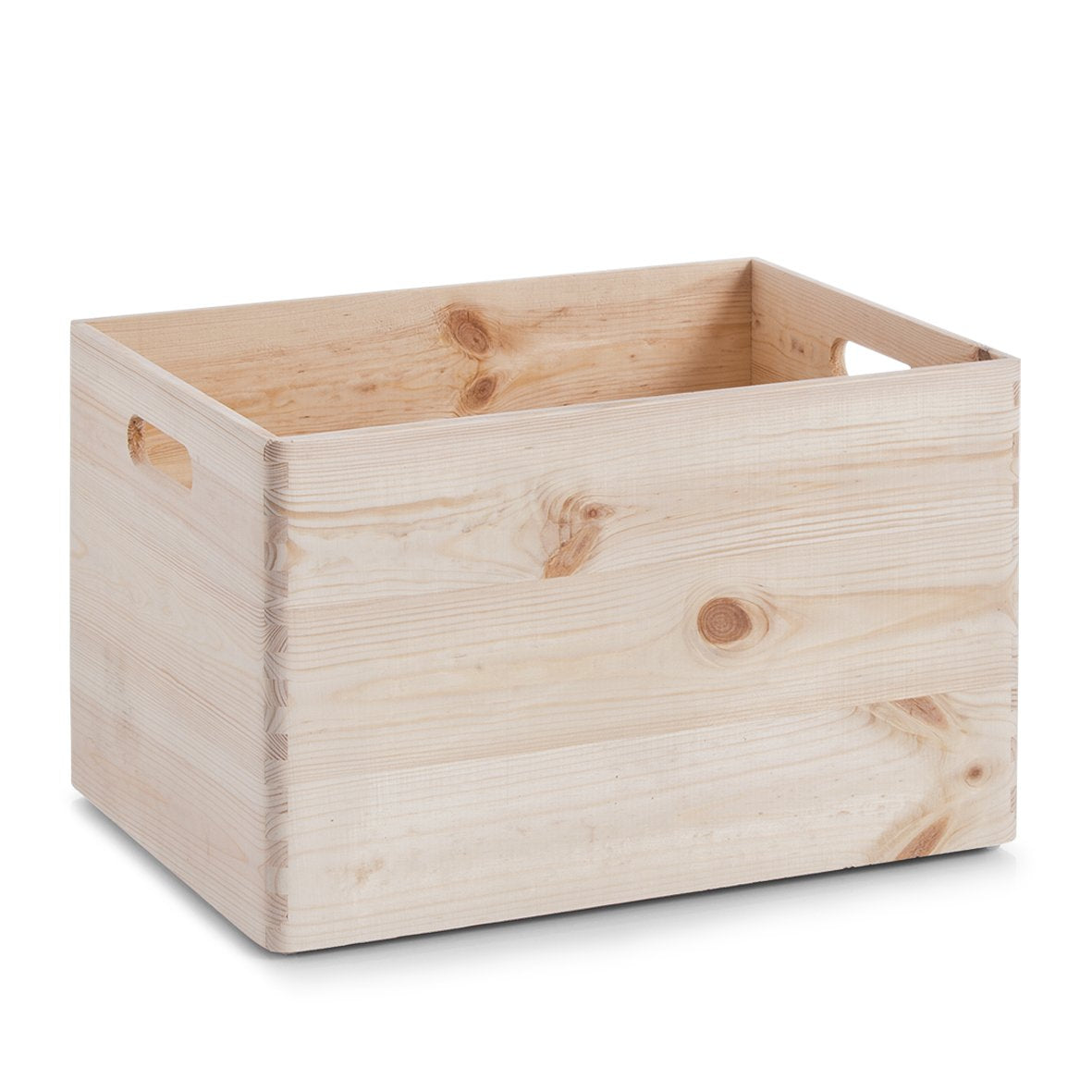 Zeller Present Aufbewahrungsbox ohne Deckel – Holz – Natur – mit Griff, stapelbar – 298 × 238 × 398 mm