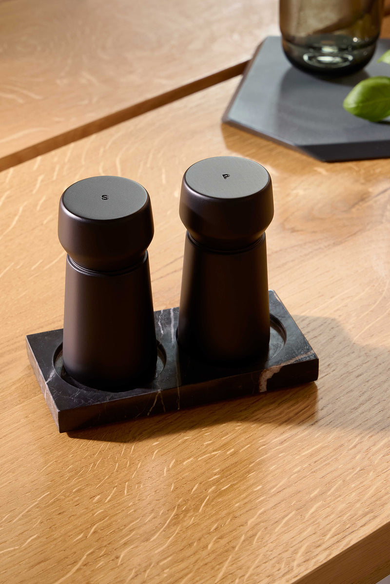 CrushGrind Salz-/Pfeffermühle 11 cm, Buchenholz, Schwarz, 2er-Set