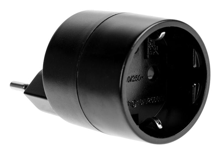 Furber. Reiseadapter – Typ J → Typ F (Schweiz → Europa), geerdet, 2500 W – schwarz