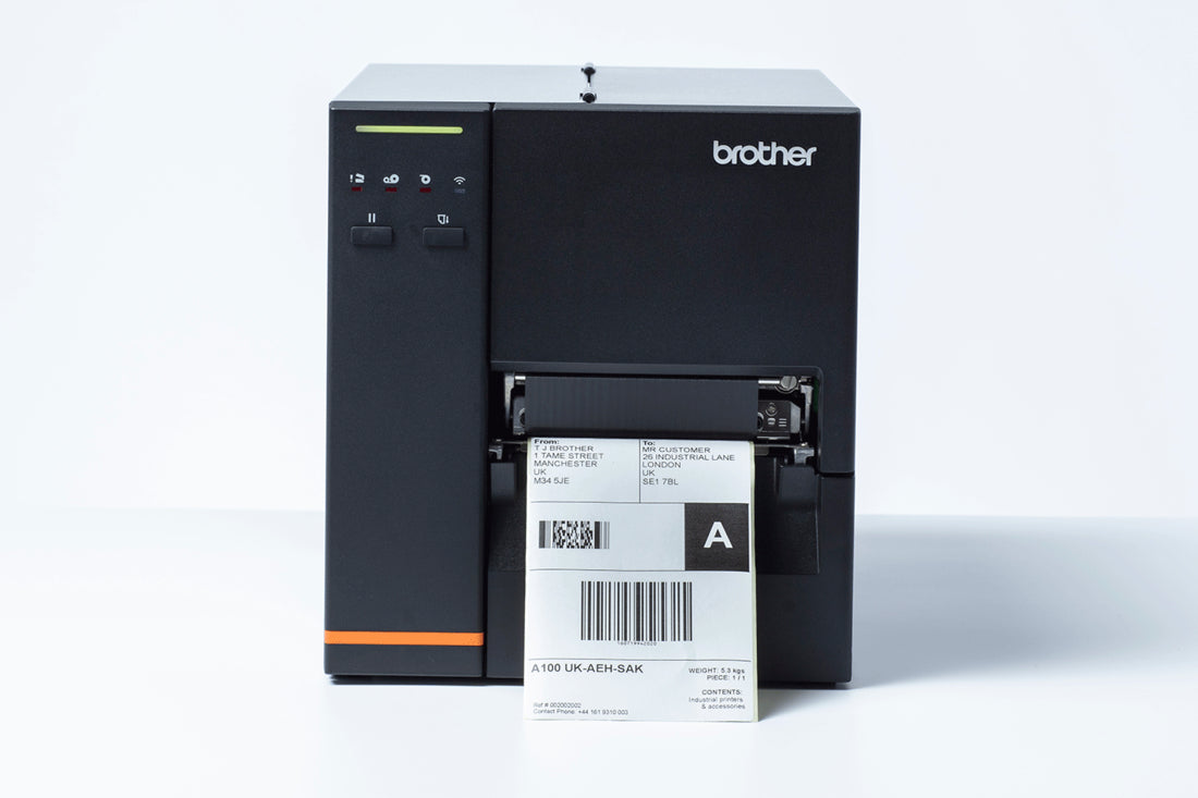 Brother TJ-4120TN – Etikettendrucker, Thermodirekt/Thermotransfer, 300 × 300 dpi, für Etiketten bis 106 mm