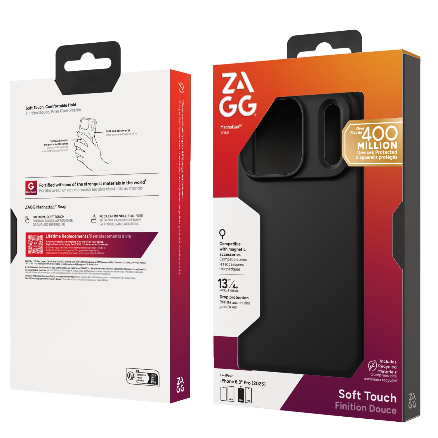 ZAGG Backcover – für Apple iPhone 17 Pro – MagSafe, Graphen+Silikon, Schwarz, bis 4 m Sturzsicher